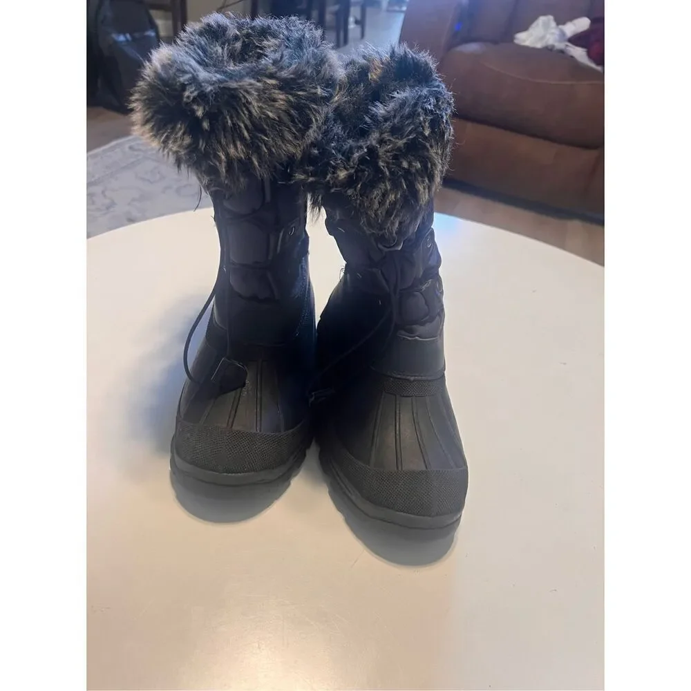 Dream Pairs Thinsulate Snow Boots Women's 6 Navy Blue Faux Fur Lined Warm Winter